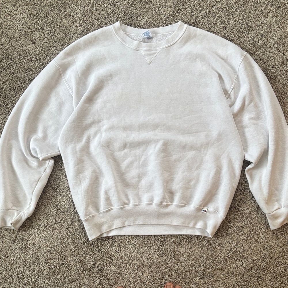 Vintage Men’s XL Tussel Athletic Heavy Cotton Embroidered White Crewneck